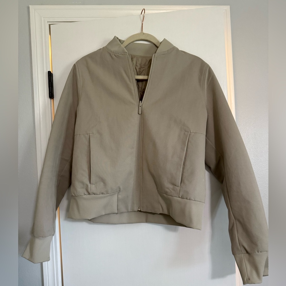 NWOT Lululemon Non-Stop Cotton Bomber Jacket, size 10, raw linen - Picture 4 of 13